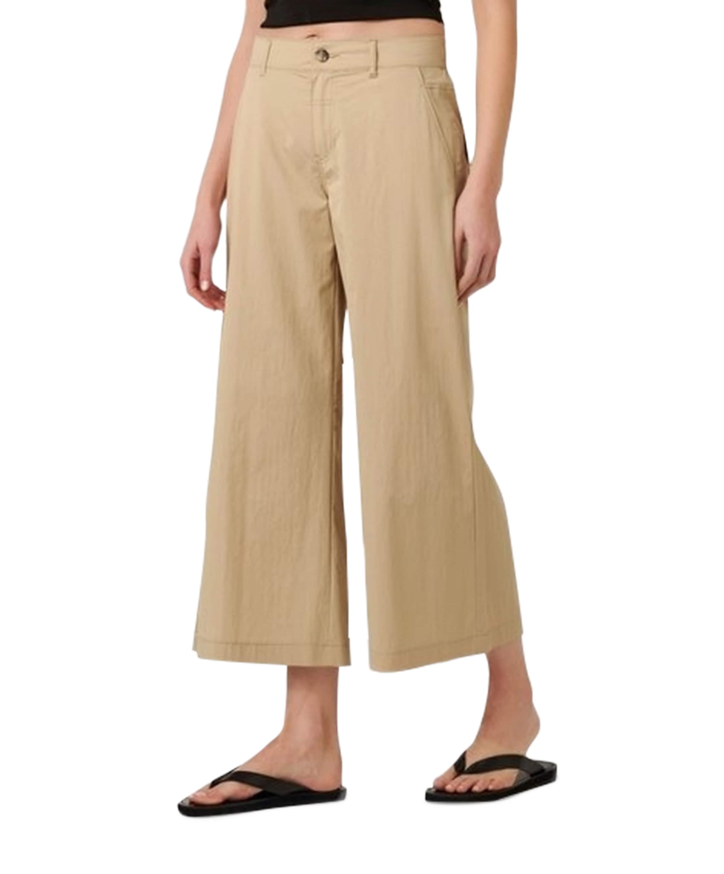 Mara Wide Leg Cropped Pocket dames broek beige
