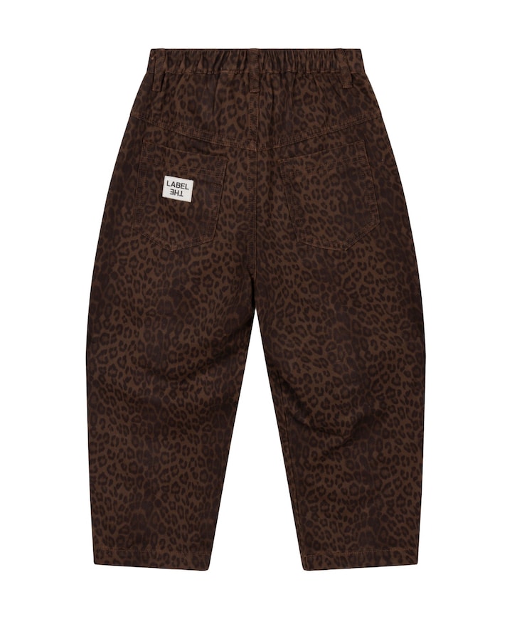 Kids woven leopard cargo pants meisjes broek bruin