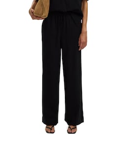 SLFLUISA MW WIDE LINEN BLEND  dames broek zwart