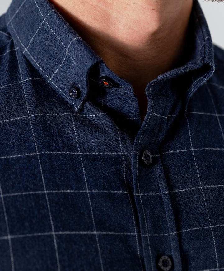 Heren overhemd lange mouw blauw