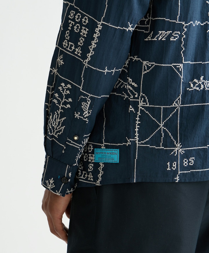 Heren overhemd lange mouw blauw