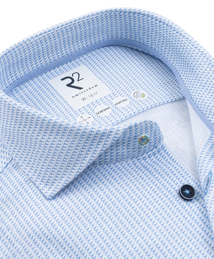 Heren overhemd lange mouw blauw