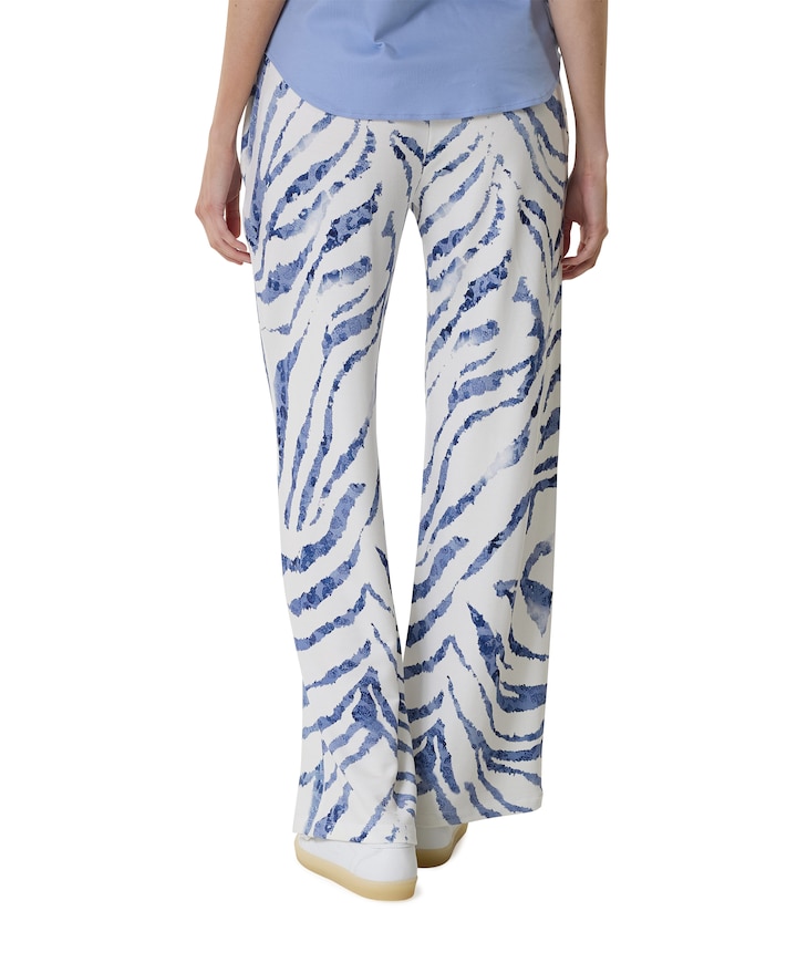 Wide leg allover print dames broek blauw