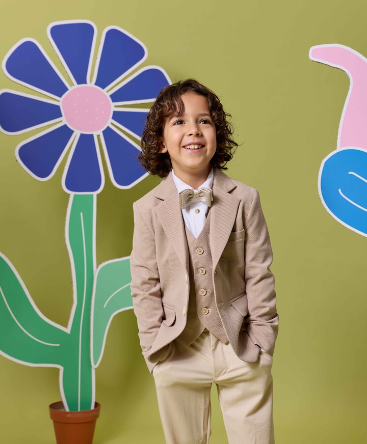 Jongens vlinderstrikje beige