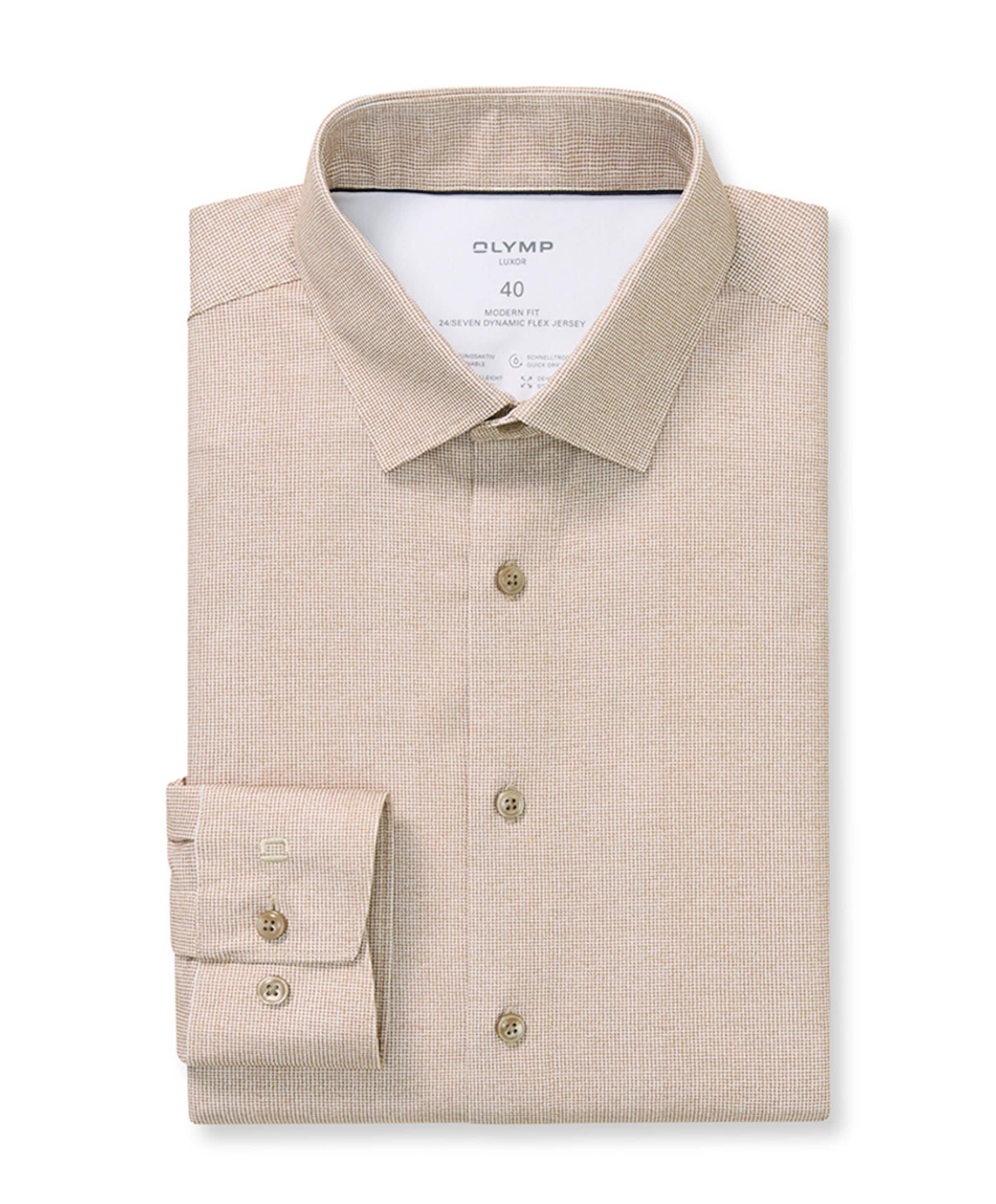 Heren overhemd lange mouw beige