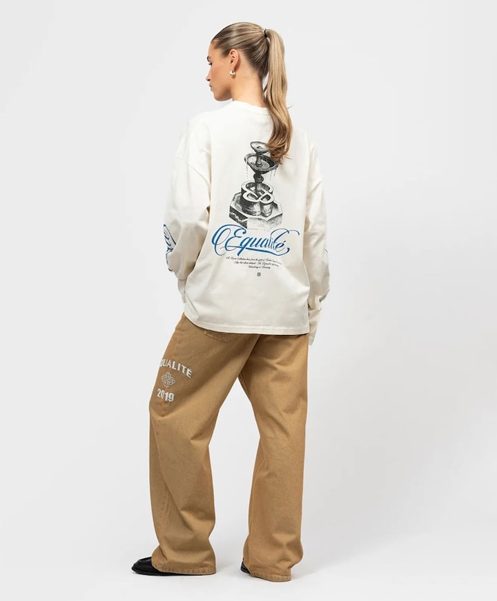 Uniseks longsleeve ecru