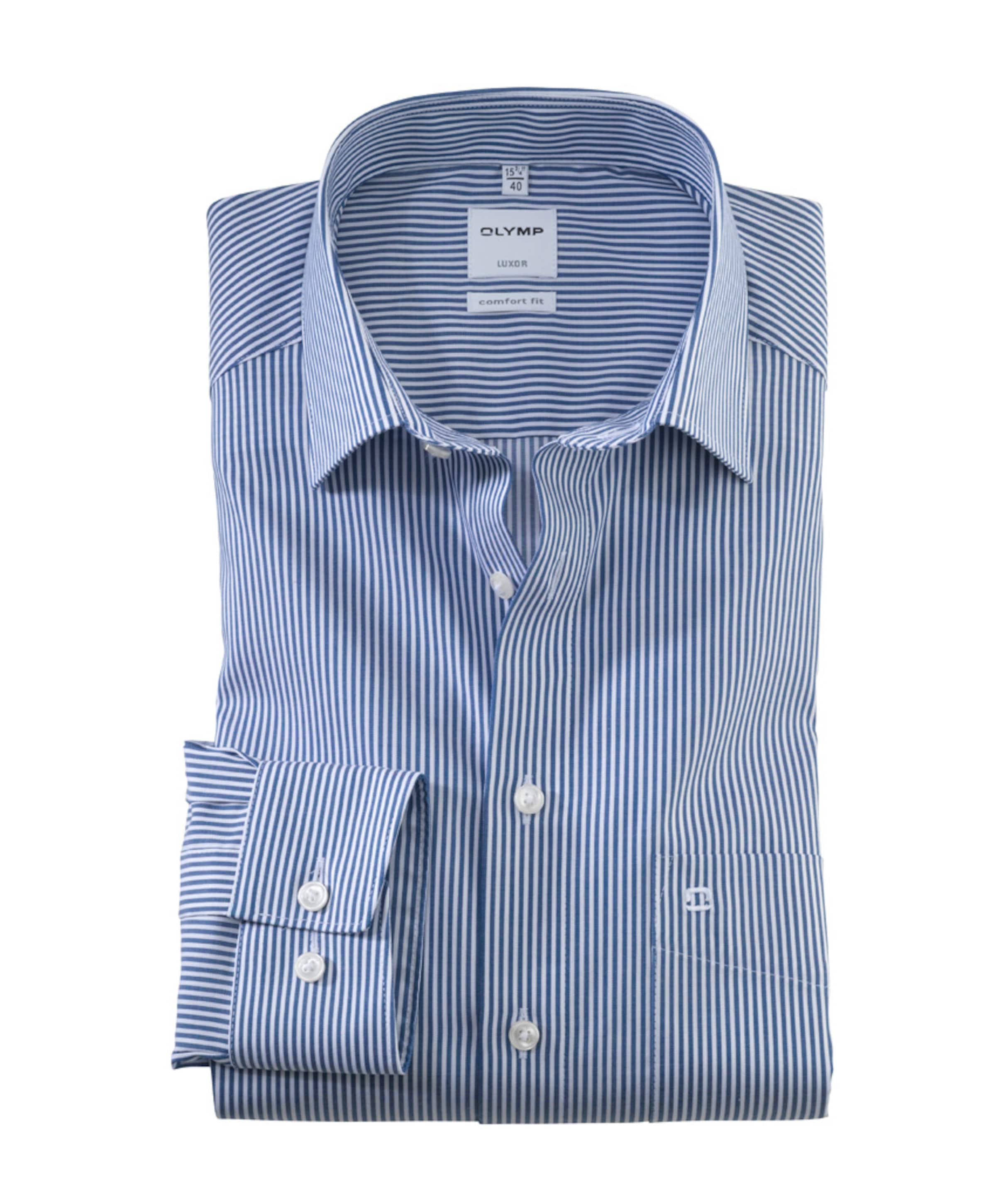 Heren overhemd lange mouw blauw