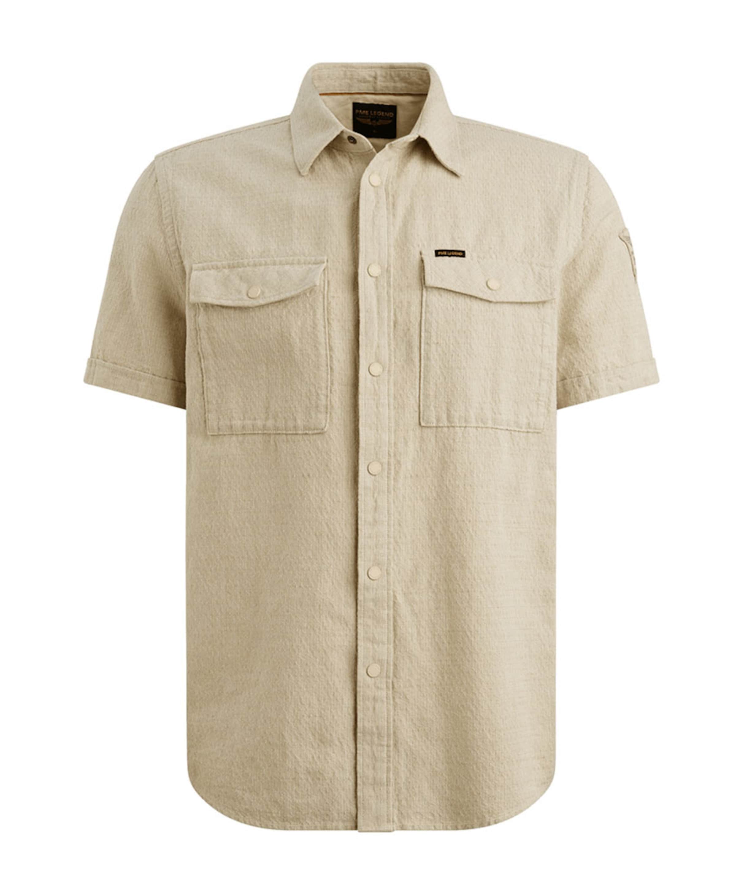 Heren overhemd korte mouw beige