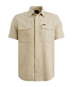 Heren overhemd korte mouw beige