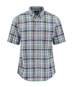 Heren overhemd korte mouw blauw