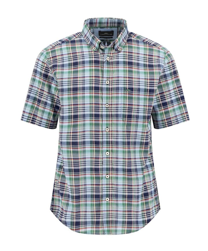 Heren overhemd korte mouw blauw