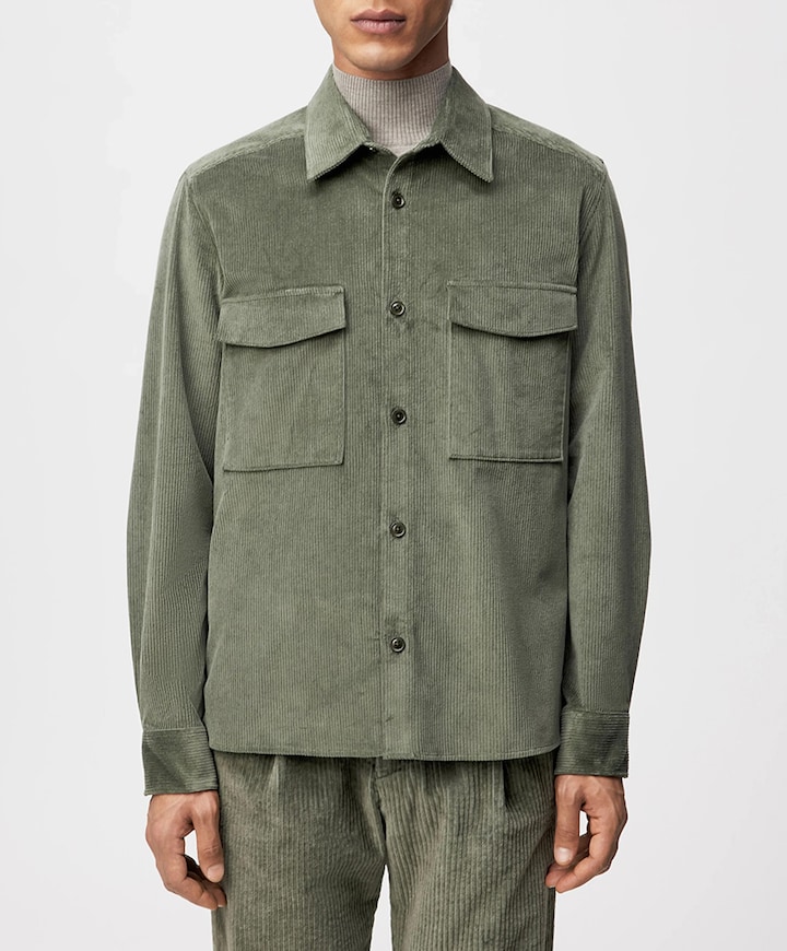 Heren overhemd lange mouw groen