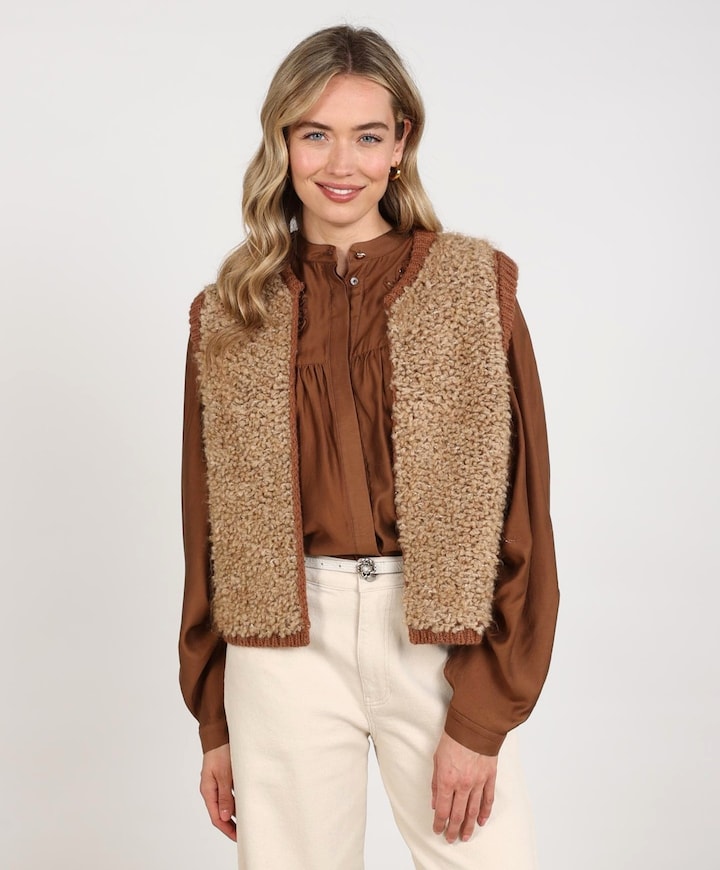 Dames gilet beige