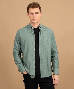 Heren overhemd lange mouw groen