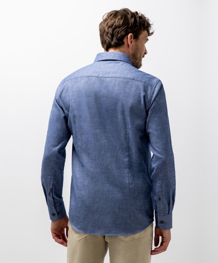 Heren overhemd lange mouw blauw