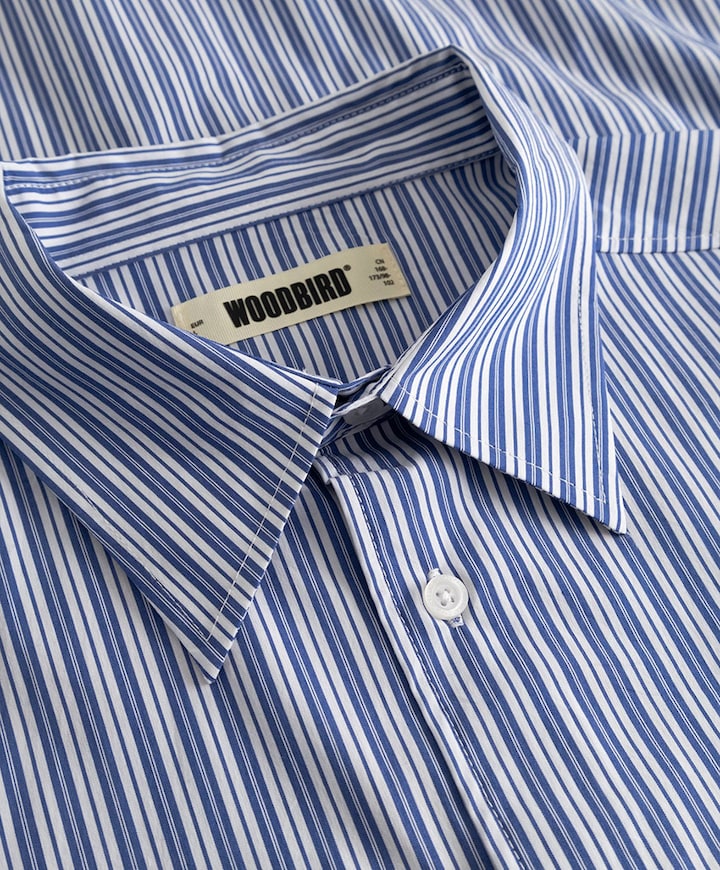 Heren overhemd lange mouw blauw