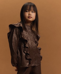 Meisjes blouse lange mouw bruin