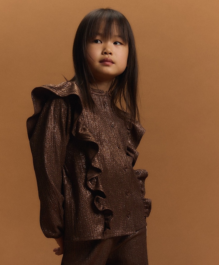 Meisjes blouse lange mouw bruin