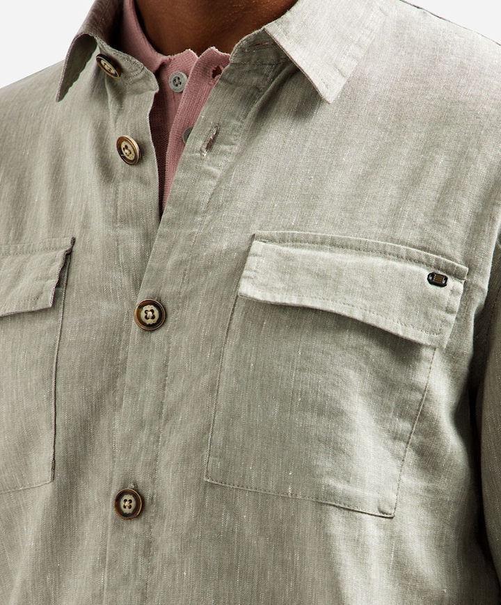 Heren overhemd lange mouw beige