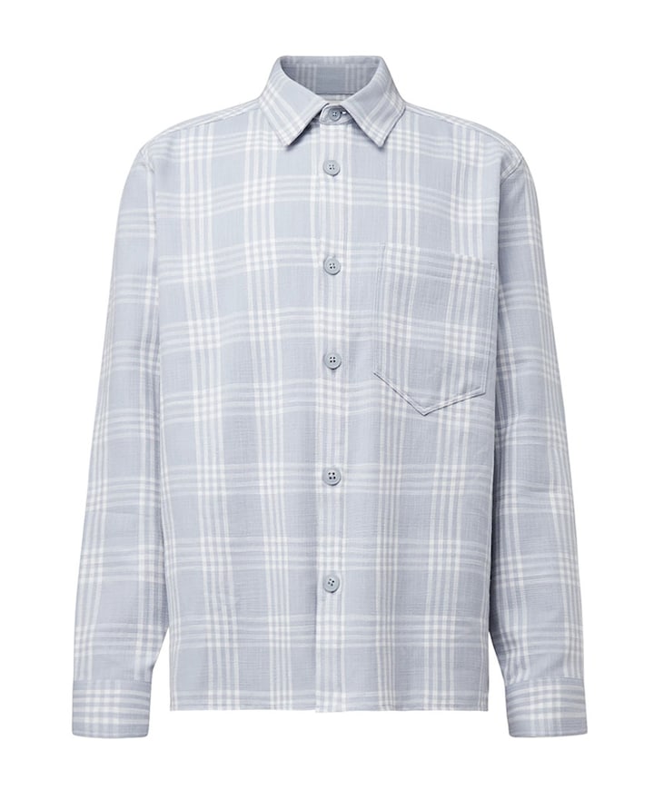 Heren overhemd lange mouw blauw