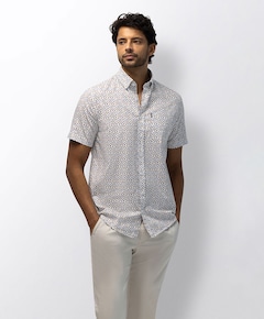 Heren overhemd korte mouw blauw