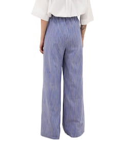 benji melange stripe dames broek blauw