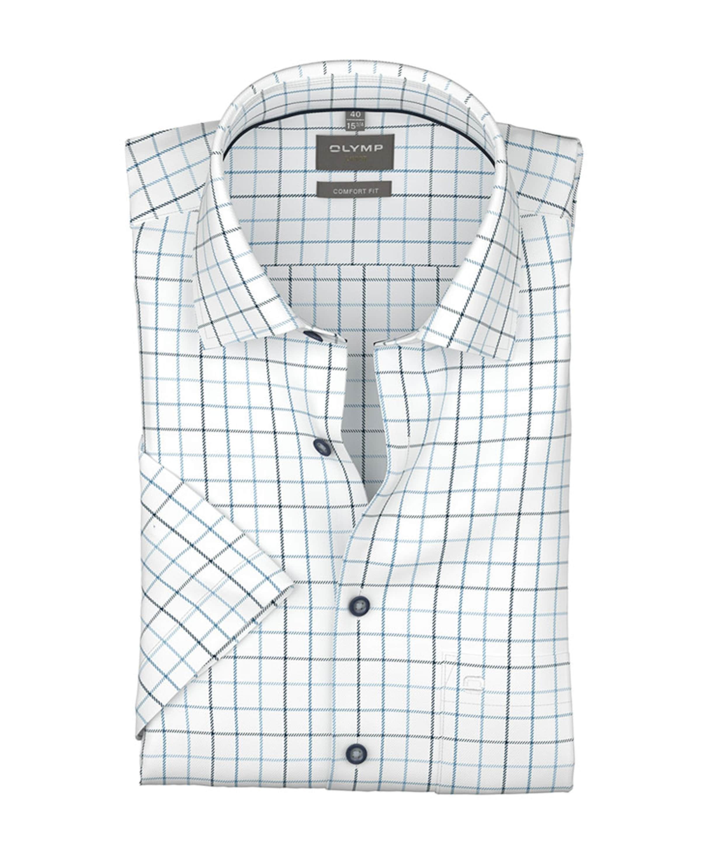 Heren overhemd korte mouw blauw