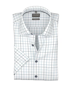 Heren overhemd korte mouw blauw