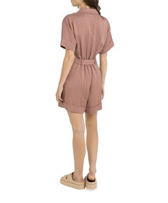 Woven loose fit dames playsuit roze