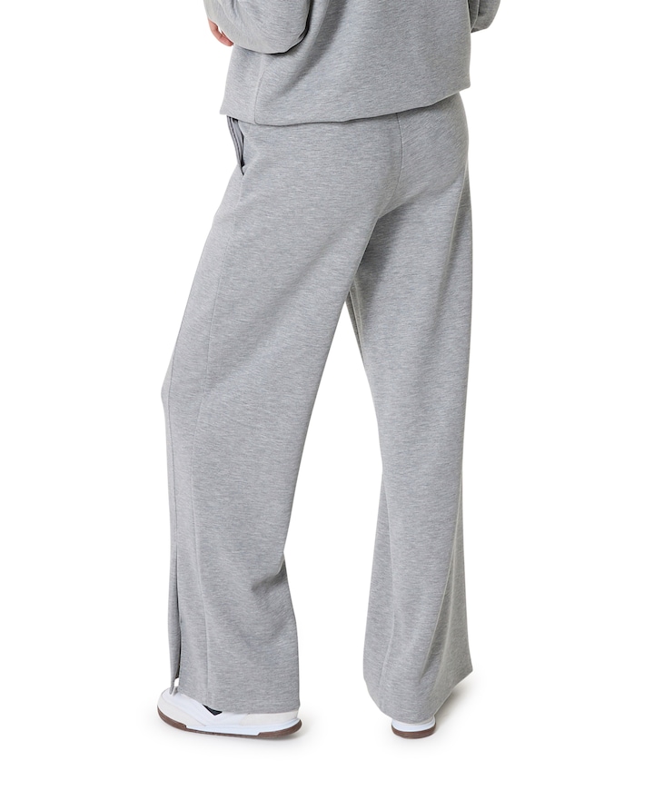 Regular length pants with straight wide leg dames broek grijs