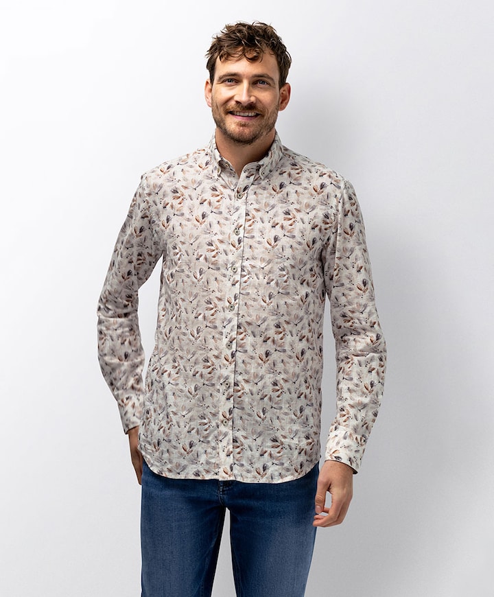 Heren overhemd lange mouw blauw