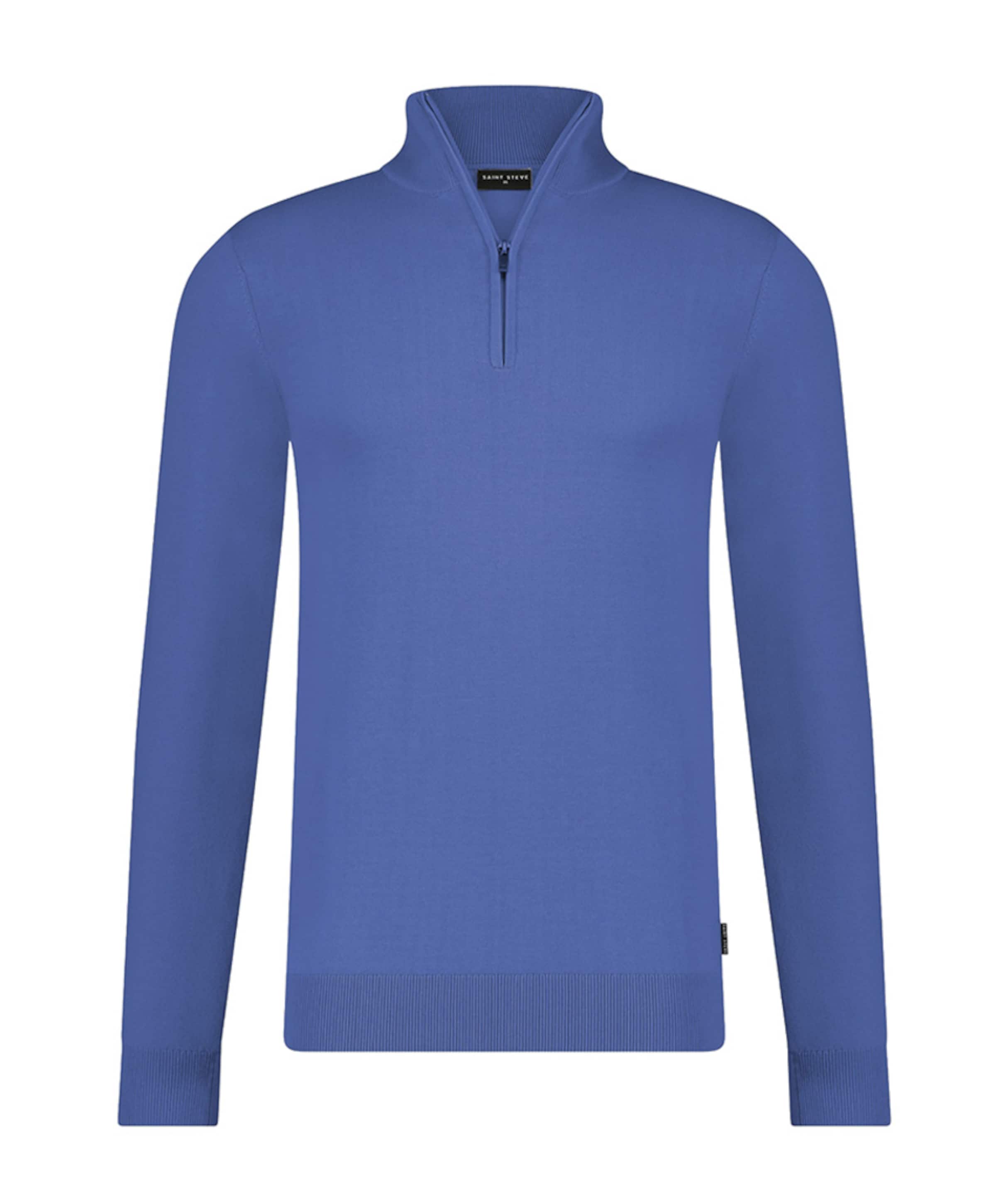 Heren trui met rits blauw
