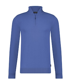 Heren trui met rits blauw