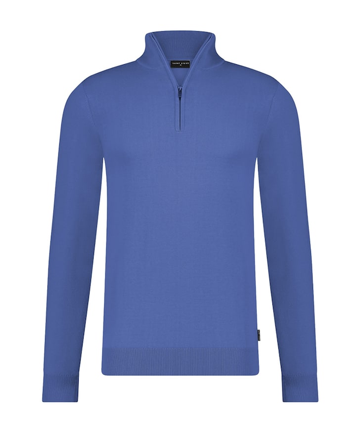 Heren trui met rits blauw