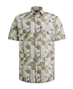 Heren overhemd korte mouw groen