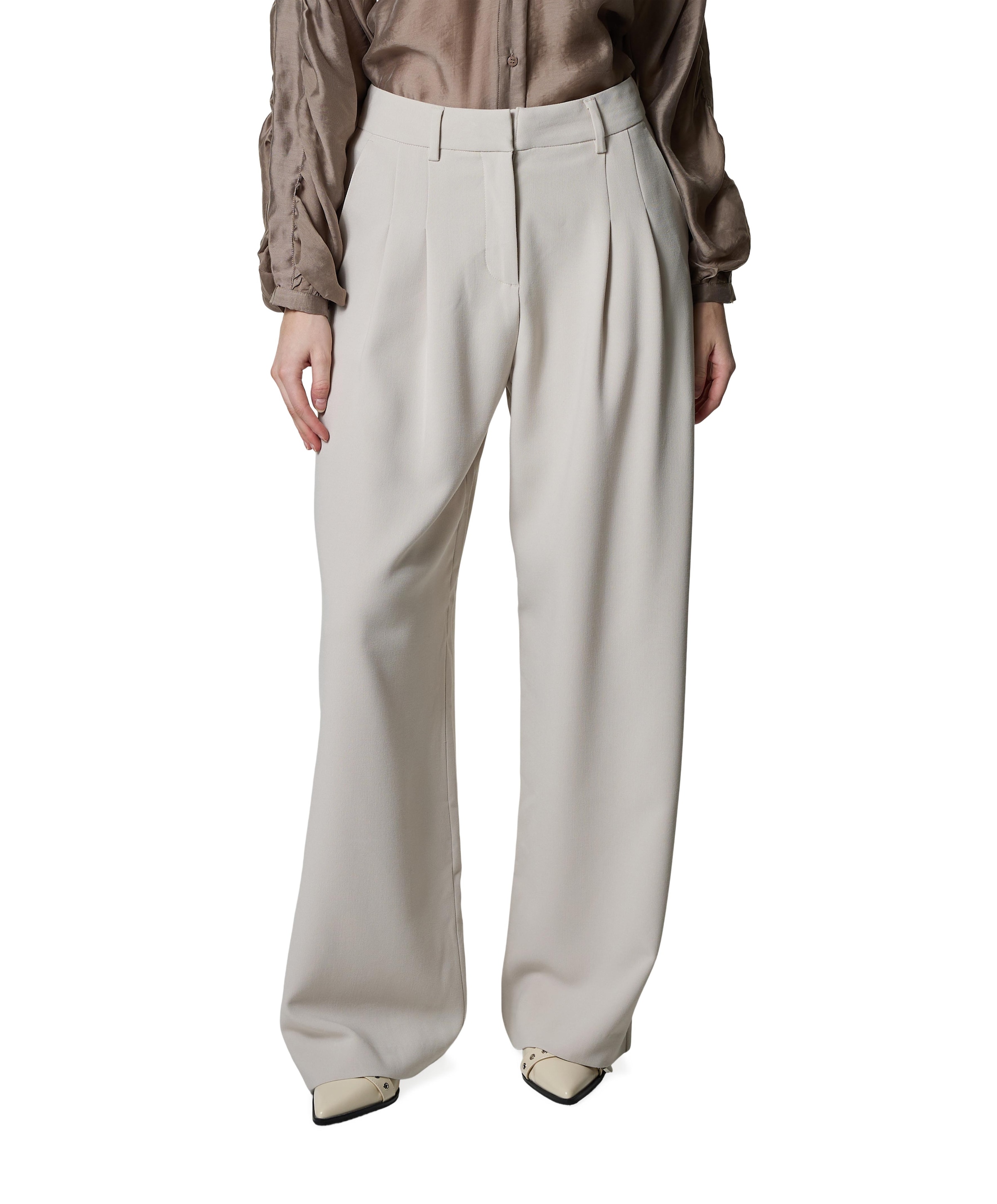 MSCHMirabelle Michelle HW Pleat dames broek beige