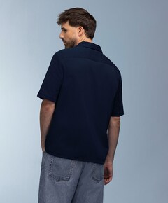 Heren overhemd korte mouw blauw