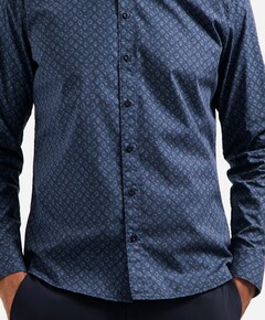 Heren overhemd lange mouw blauw