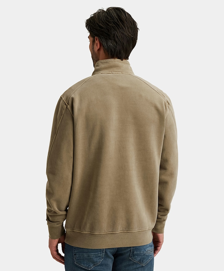 Heren trui met rits beige