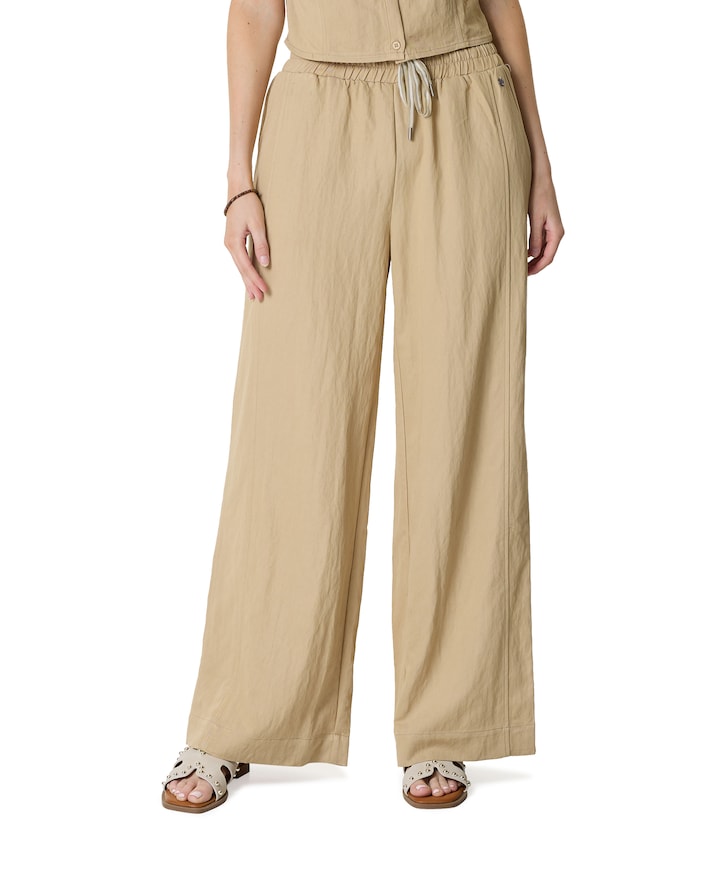 Wide dames broek beige