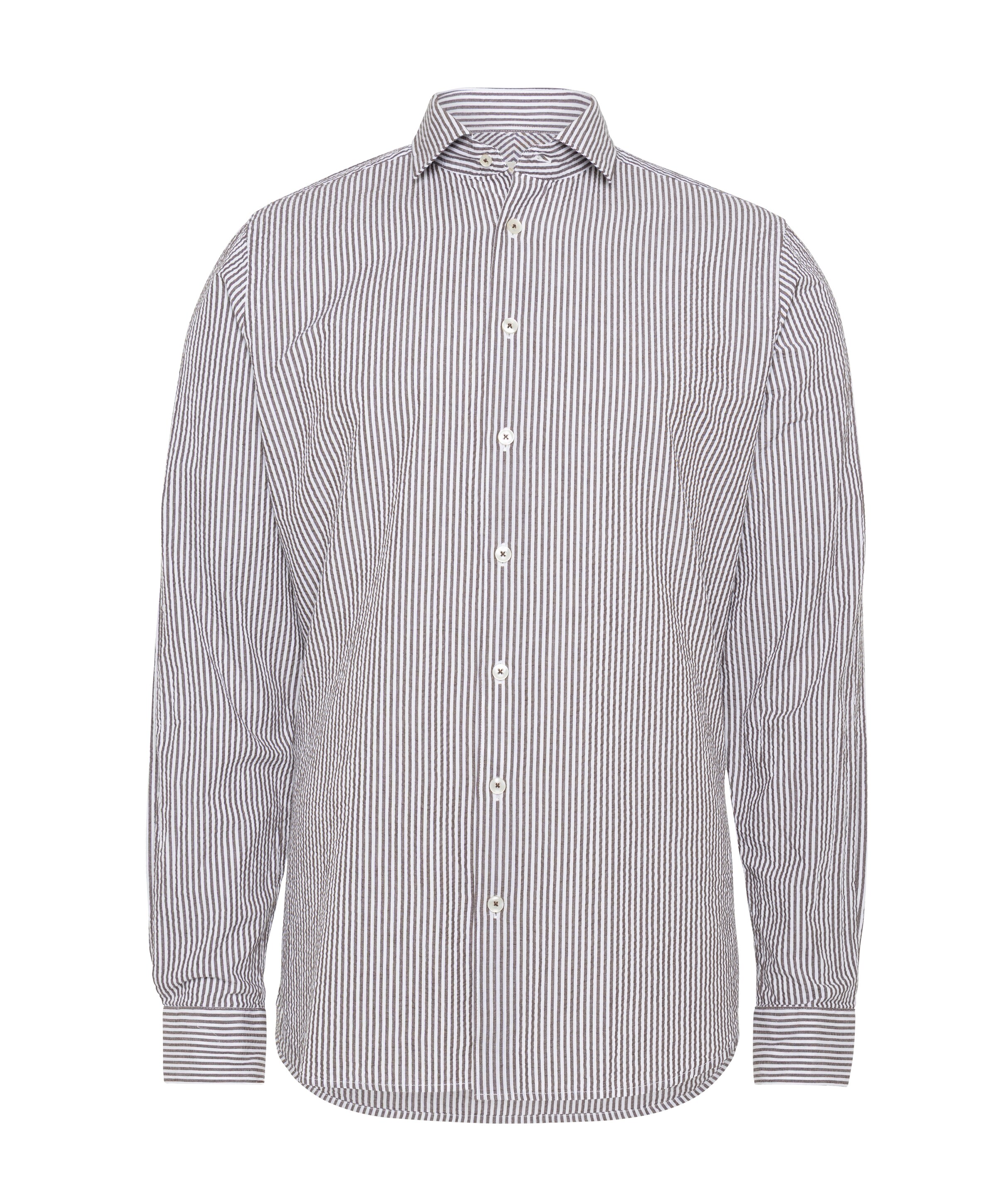 Heren overhemd lange mouw bruin