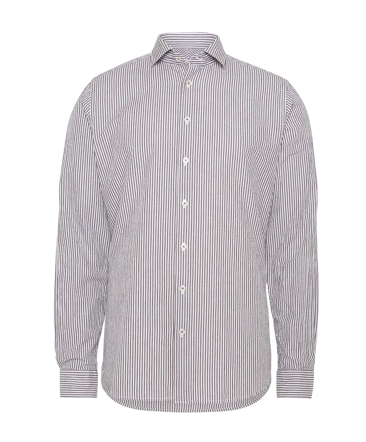 Heren overhemd lange mouw bruin