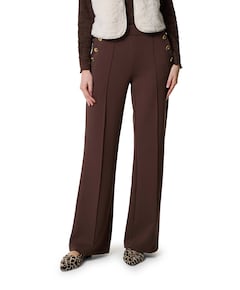 Technical Sweat Wide-Leg Button dames broek bruin