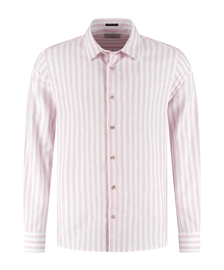 Heren overhemd lange mouw paars