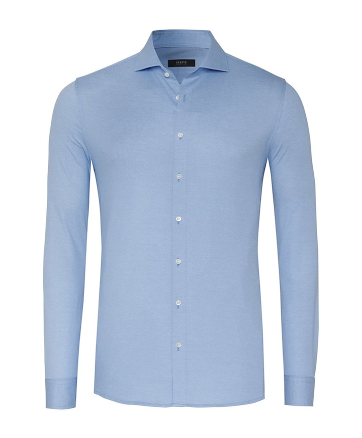 Heren overhemd lange mouw blauw