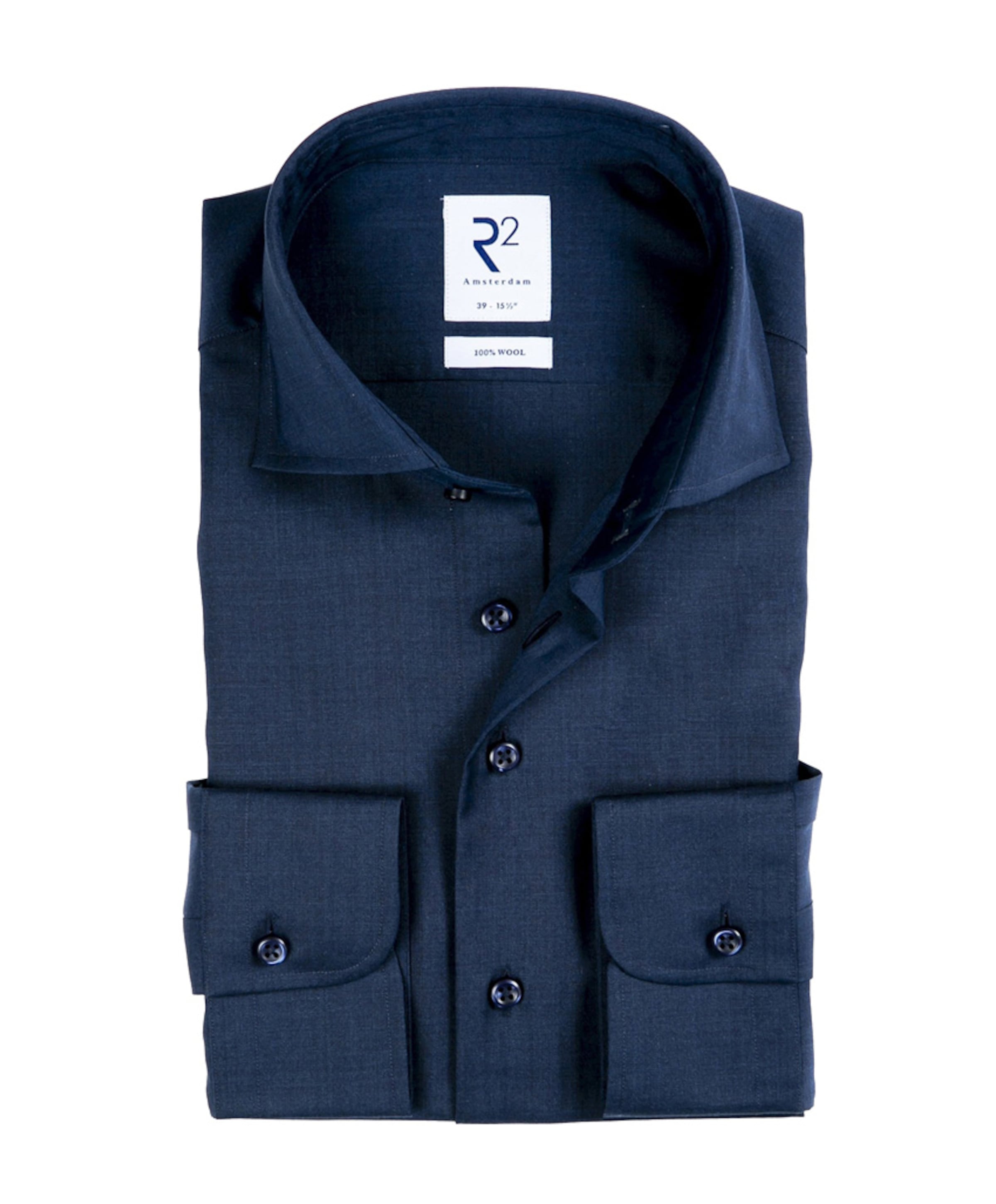 Heren overhemd lange mouw blauw