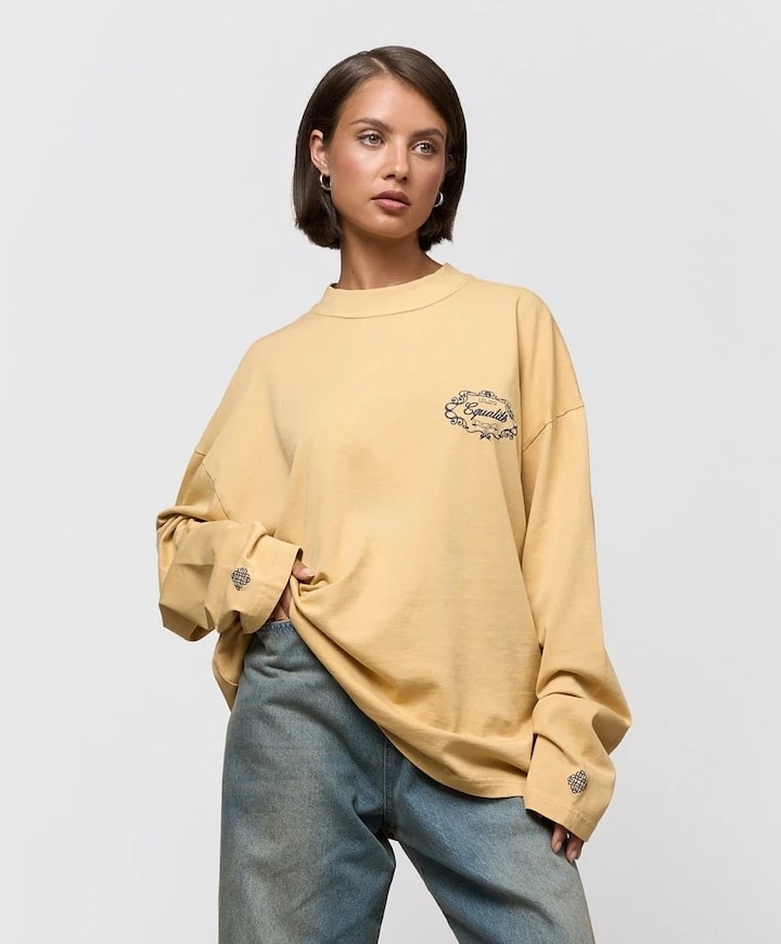 Uniseks longsleeve geel