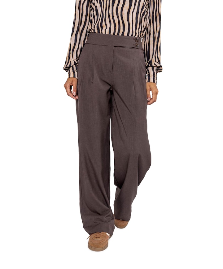 Stripe dames broek bruin