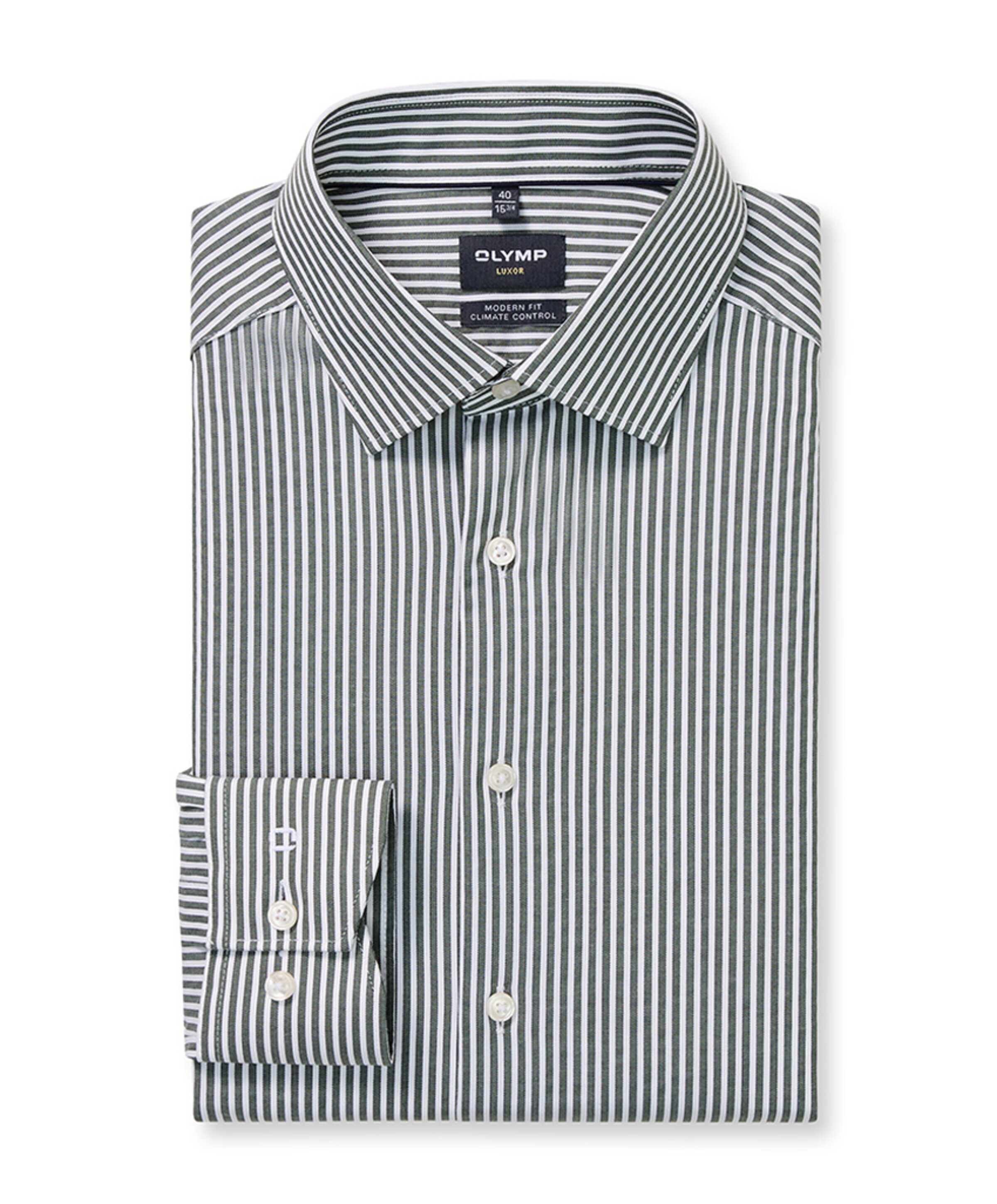 Heren overhemd lange mouw groen