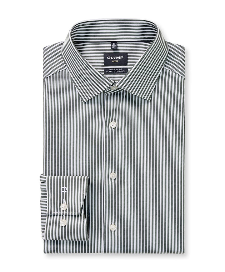 Heren overhemd lange mouw groen